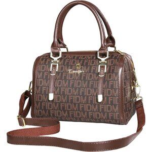 Brown Barrel Bag Crossbody Purse for Ladies - Multi-Compartment Design with Adju